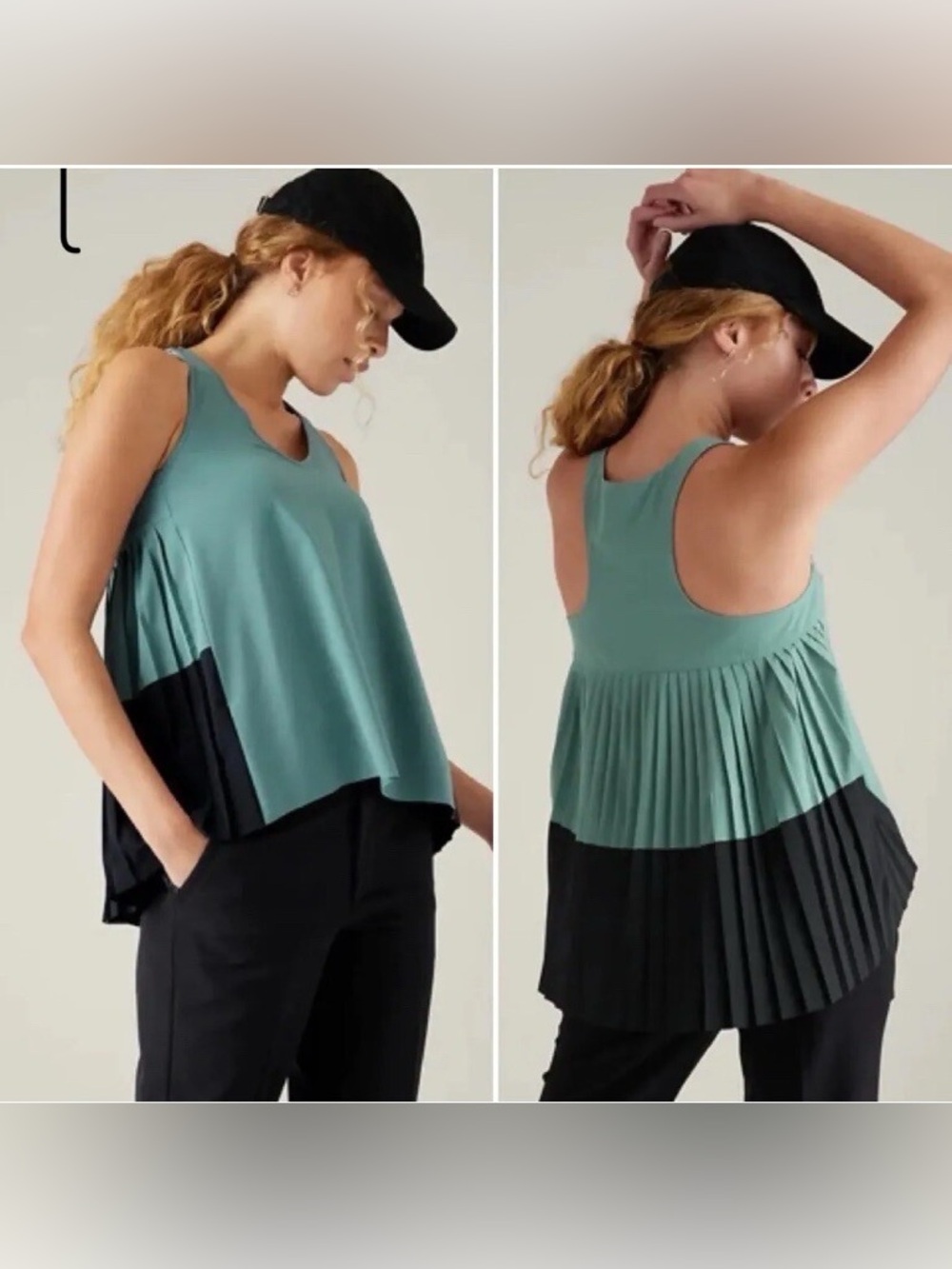 Athleta Swing Forward Tank - Deep Ocean Teal/Black - Size L - Womens - GUC